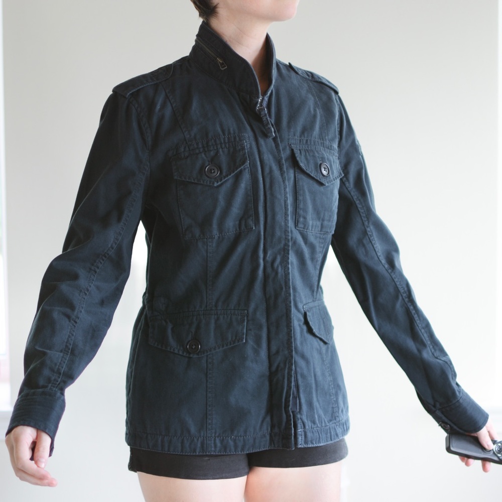 Abercrombie & Fitch Navy Blue Cinch Waist Utility Jacket S